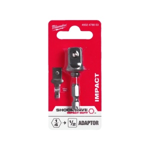 Adaptor pentru chei tubulare SHOCKWAVE IMPACT DUTY de la 1/4" HEX - 1/2" patrat , 55 mm lungime, Milwaukee, cod 4932478803 - Img 2