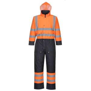 Combinezon Hi-Vis contrast albastru/portocaliu, captusit, Portwest