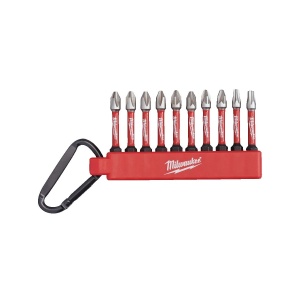 Set 10 biți SHOCKWAVE cu carabina, 50 mm lungime: 4 x PH2 / 4 x PZ2 / 1 x TX20 / 1 x TX25, Milwaukee, cod 4932492939