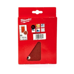 Set 10 foi abrazive pentru slefuitoare dreptunghiulare, dimensiune 80 x 133 mm, granulatie 80, Milwaukee, cod 4932351667 - Img 2