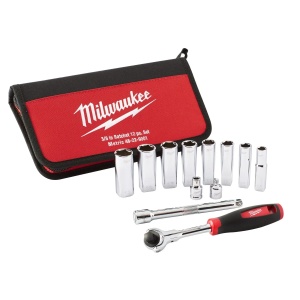 Set 12 chei tubulare cu antrenor cu clichet TRADESMAN 3/8", Milwaukee, cod 48229001 - Img 2