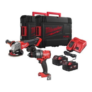 Set 2 scule M18 FPP2E3-502X (M18FPD3, M18FSAG125, 2x Acum 5.0Ah, incarcator M12-18FC), Milwaukee, cod 4933492516