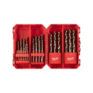 Set 25 burghie metal RED COBALT HSS-Ground DIN 338, Milwaukee, cod 4932493868