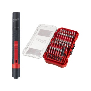 Set 39 buc biti impact SHOCKWAVE + lanterna led TRUEVIEW, Milwaukee, cod 4932498608