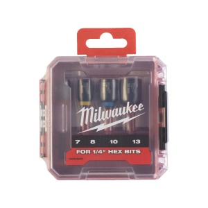 Set 4 chei magnetice tubulare SHOCKWAVE IMPACT DUTY HEX 1/4", marimi 7 / 8 / 10 / 13 mm, Milwaukee, cod 4932492445 - Img 2