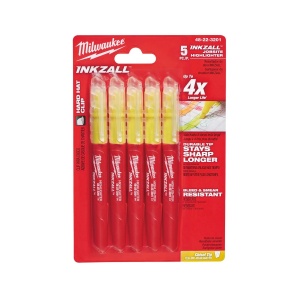 Set 5 markere galbene evidentiatoare INKZALL, Milwaukee, cod 48223201