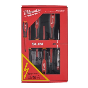 Set 5 surubelnite VDE TRI-LOBE, PZ/ PZ2/ SL3/ SL4 si tester de tensiune, Milwaukee, cod 4932478737
