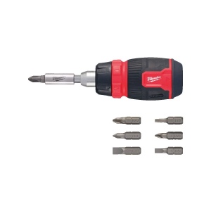 Surubelnita cu clichet 8 in 1, multi-bit, PH1 / PH2 / PZ1 / PZ2 / T15 / SL 0.6x4.5 / SL 1.2x6.5, Milwaukee, cod 4932480581 - Img 2