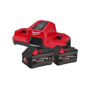 Pachet 2 acumulatori M18 FB6 FORGE, 6.0 Ah si incarcator dedicat cu 2 porturi M18 DBSC, Milwaukee, cod 4933498549