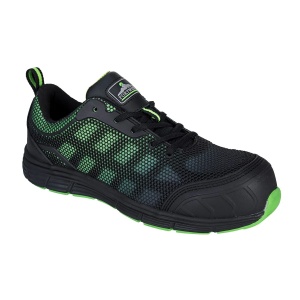 Pantofi Compositelite Ogwen S1P FT35BGN, KPU + Plasa, negru / verde, Portwest