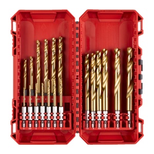 Set 19 burghie SHOCKWAVE HSS-TiN RED HEX 1/4", 2-10 mm, Milwaukee, cod 4932499763