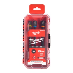 Set 3 chei tubulare lungi SHOCKWAVE, 8 / 10 / 13 mm, 150 mm, Milwaukee, cod 4932499426