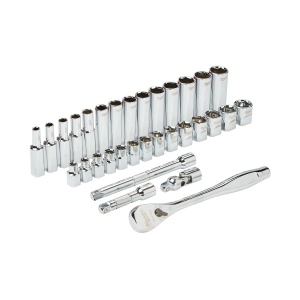 Set 32 de piese antrenor cu clichet 3/8 " si chei tubulare, sistem metric, Milwaukee, cod 4932464945 - Img 4