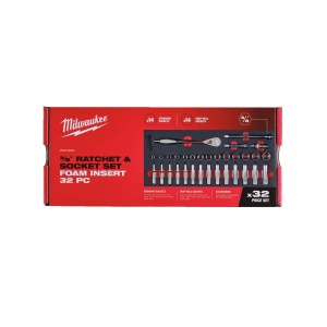 Set 32 piese 3/8'' antrenor cu clichet si chei tubulare in insertie spuma, Milwaukee, cod 4932479825 - Img 4