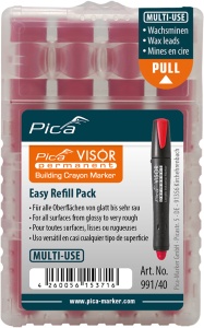 Set 4 rezerve marker permanent VISOR, galben / albastru / rosu, PICA