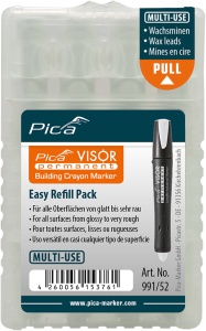 Set 4 rezerve marker permanent VISOR, galben / albastru / rosu / alb, PICA