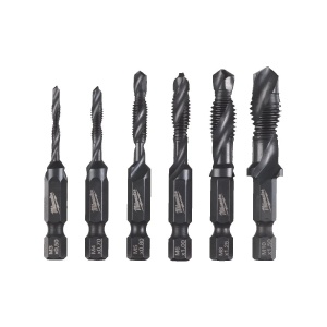 Set 6 burghie pentru metal HSS-G combi 3 in 1, M3, M4, M5, M6, M8, M10, prindere 1/4" HEX, Milwaukee, cod 4932498267 - Img 2