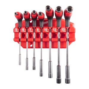 Set 7 chei tubulare cu maner in T cu suport, Comfort Grip, Milwaukee, cod 4932498704