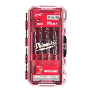 Set 8 burghie Red Cobalt pentru metal HSS-G DIN338, diametru 3-10 mm, Milwaukee, cod 4932499256