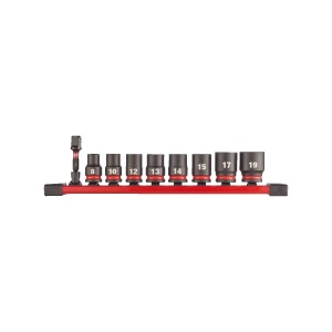 Set 8 chei tubulare de impact SHOCKWAVE IMPACT DUTY pe sina (8/10/12/13/14/15/17/19 mm), Milwaukee, cod 4932480454