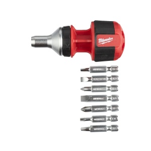 Surubelnita compacta cu clichet 8 in 1, multi-bit, PH1 / PH2 / PZ1 / PZ2 / TX15 / SL4.8 / SL6.4, Milwaukee, cod 4932471868 - Img 3