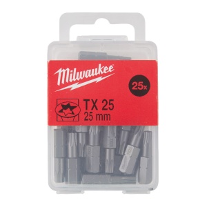 Bit pentru surubelnita TX, TX 10 / 15 / 20 / 25 / 30 / 40, 25 mm, Milwaukee