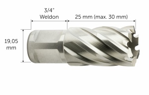 Carota HSS Nova 25 cu prindere 3/4" Weldon, 12-32 mm, FEIN
