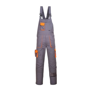 Pantaloni cu pieptar (salopeta) TEXO CONTRAST, gri, Portwest