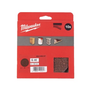Set 10 foi abrazive pentru slefuitoare orbitale, 6 gauri, diametru 150 mm, granulatie 40, Milwaukee, cod 4932492207 - Img 2