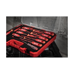 Set 12 surubelnite Tri-Lobe VDE (SL2,5/ SL3/ SL4/ SL5,5/ PH1/ PH2/ PZ1/ PZ2/ T10/ T15/ T20 + tester), Milwaukee, cod 4932479095 - Img 3