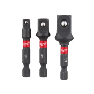 Set 3 adaptoare pentru chei tubulare SHOCKWAVE IMPACT DUTY, 1/4″HEX-1/4″patrat, 3/8″patrat,1/2″patrat, Milwaukee, cod 4932479228