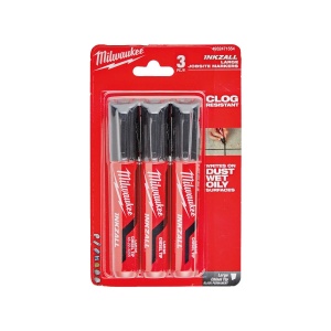 Set 3 markere negre INKZALL cu varf lat de 6.2 mm, marime L, Milwaukee, cod 4932471554