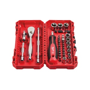 Set 38 piese antrenor cu clichet 1/4", surubelnita Tri-Lobe 1/4" si chei tubulare 5.5-14 mm, Milwaukee, cod 4932498381