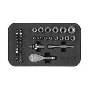 Set 39 piese antrenor cu clichet 1/4" compact, chei tubulare 4-14 mm si biti SHOCKWAVE, Milwaukee, cod 4932492672 - Img 4