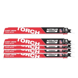 Set 5 panze fierastrau sabie HEAVY DUTY TORCH NITRUS CARBIDE pentru metal, TCT TORCH NITRUS 230X8 TPI, Milwaukee, cod 48005562 - Img 1