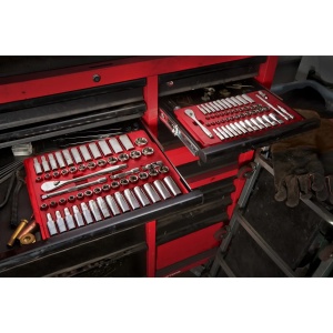 Set 50 de piese antrenor cu clichet 1/4 " si chei tubulare sistem metric si imperial, Milwaukee, cod 4932464944 - Img 2