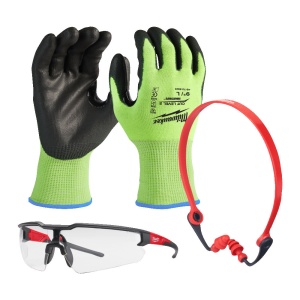 KIT Transportation PPE : ochelari de protectie, antifoane, manusi de inalta vizibilitate XL/10, Milwaukee, cod 4932492065