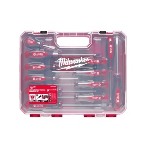 Set 12 surubelnite TRI-LOBE, PZ0/ PZ1/ PZ2/PH0/ PH1/ PH2/ SL2.5/ SL4/ SL5.5/ SL6.5/ SL6.5/ SL8, Milwaukee, cod 4932472003 - Img 3