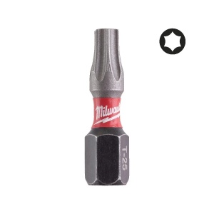 Set 2 biti pentru surubelnite SHOCKWAVE IMPACT DUTY, TX25 x 25 mm, Milwaukee, cod 4932430879