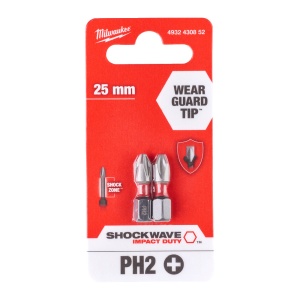 Set 2 Biti PH pentru surubelnite SHOCKWAVE IMPACT DUTY PH2x25 mm Milwaukee, cod 4932430852 - Img 2