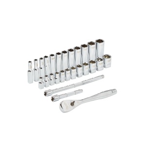Set 28 chei tubulare sistem metric + antrenor cu clichet 1/4", Milwaukee, cod 4932464943 - Img 2