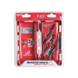 Set 3 burghie in trepte cu tija cilindrica SHOCKWAVE IMPACT DUTY Milwaukee, cod 48899266 - Img 2
