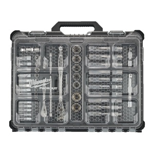 Set 63 chei tubulare 1/4" si 1/2", organizator ingust PACKOUT, Milwaukee, cod 4932493661