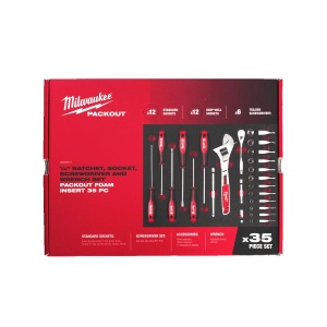 Set antrenor cu clichet 1/4", tubulare, surubelnite si cheie ajustabila in insertie spuma PACKOUT, Milwaukee, cod 4932480717 - Img 2