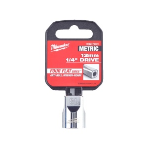 Cap cheie tubulara 1/4'' cu FOUR FLAT, sistem metric, marime 13 mm, lungime 25 mm, Milwaukee, cod 4932478321 - Img 2
