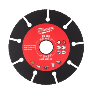 Disc diamantat cu carbura CB 125 mm, diametru interior disc 22.23 mm, Milwaukee, cod 4932492377