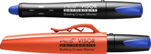 Marker permanent VISOR, alb / galben / albastru / rosu, PICA