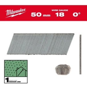 Pachet 5000 cuie T pentru M18 FN18GS, 18G / 50 mm / RC / G / SC1, cap subtire cu finisaj, unghi 0°, Milwaukee, cod 4932492556