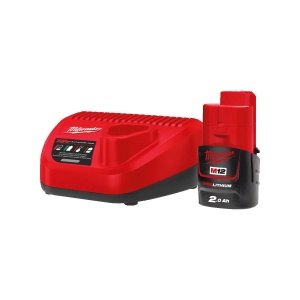 Pachet M12 NRG-201 cu acumulator de 2.0 Ah si incarcator C12 C, Milwaukee, cod 4933451900