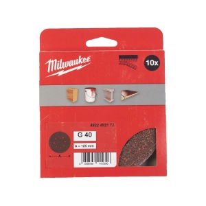 Set 10 foi abrazive pentru slefuitoare orbitale, 8 gauri, diametru 125 mm, granulatie 40, Milwaukee, cod 4932492172 - Img 2